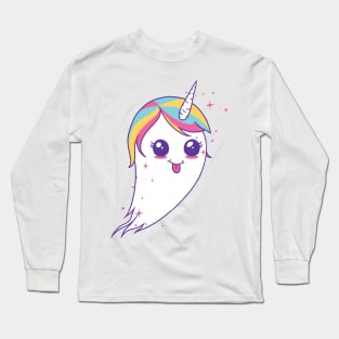 Kawaii Unicorn Ghost Long Sleeve T-Shirt